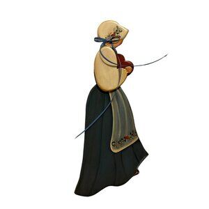 Primitive Folk Art Wall Lady Heart Flower Hand Painted Bonnet Country Prairie